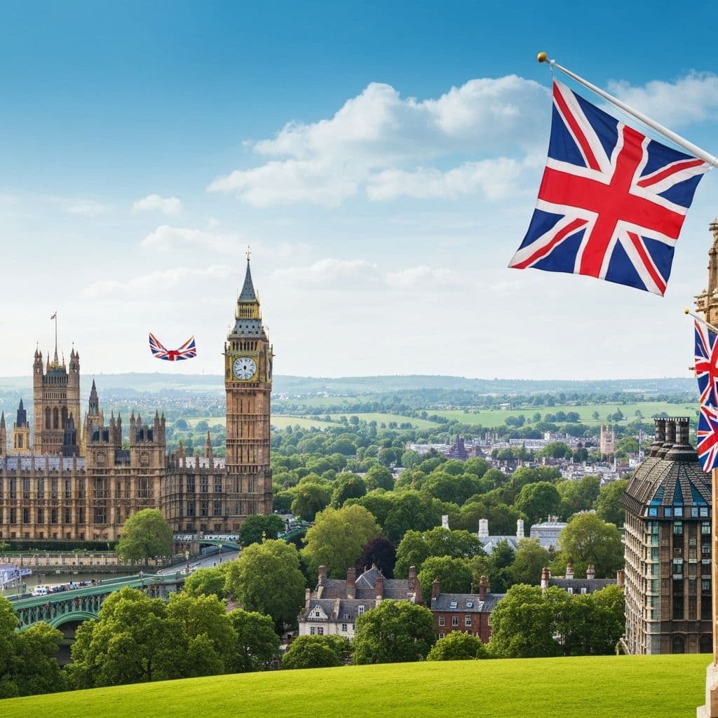 UK landmarks including Big Ben and Parliament